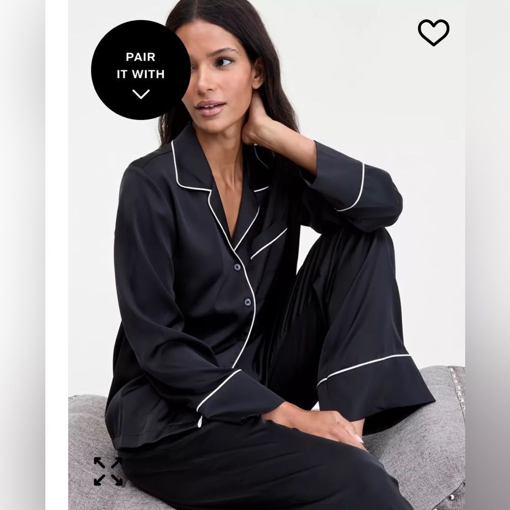 INC International Concepts Black Pajama Set with White Trim sz Lrg